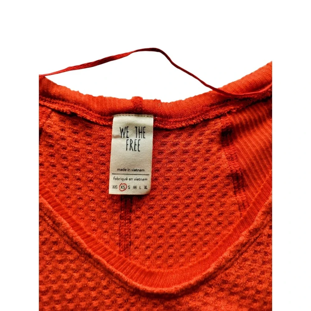 New Free People Women's‎ Orange Catalina Waffle Knit Thermal Top Size XS - Picture 10 of 11